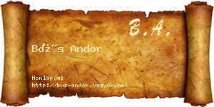 Bús Andor névjegykártya