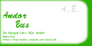 andor bus business card